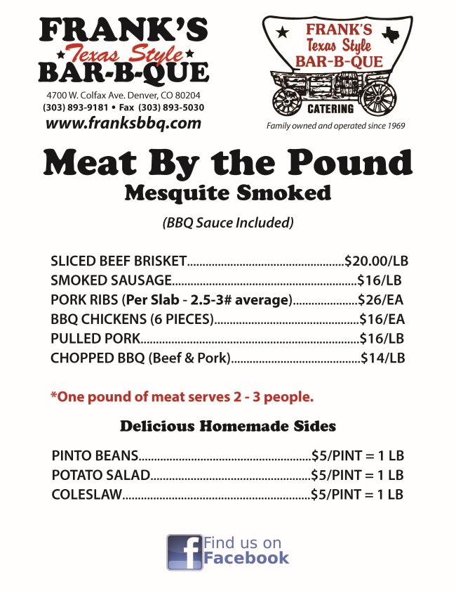 BBQ By The Pound Frank's BarBQue Catering