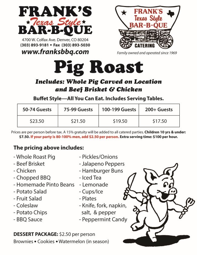Pig Roasts Frank's BarBQue Catering